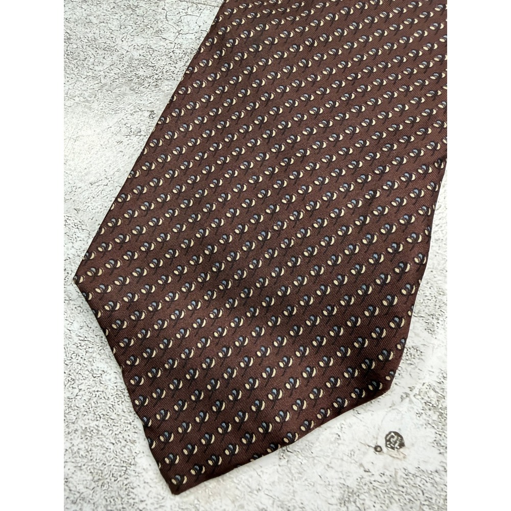 Christian Dior Necktie Mens OS Brown Geometric Silk Cravates Bloomingdales